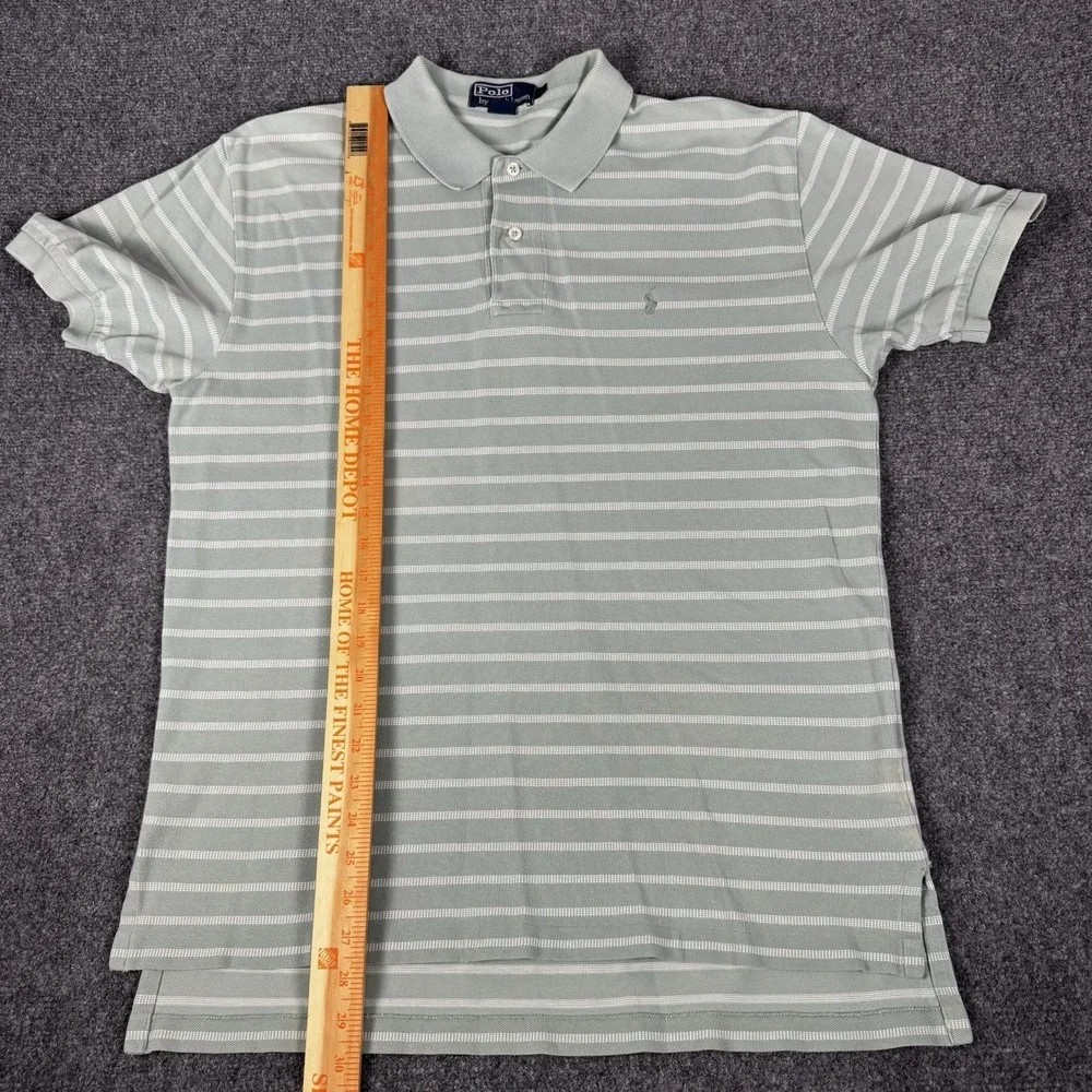 VTG 90s Polo by Ralph Lauren Shirt Mens L Seafoam Green White Striped Pique